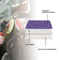 Disque de ponçage automobile OEM de 6 pouces, abrasif à crochets et boucles, P240, papier abrasif céramique violet anti-colmatage
