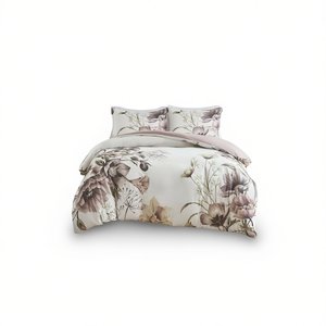 Parure de lit 3 pièces en coton imprimé floral pour lit Queen ou Twin – Style confortable et chaleureux pour la décoration de chambre à coucher - Product Image 1