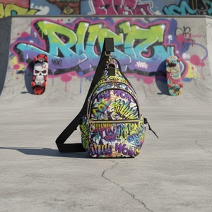 Hip-Hop <b>Small</b> Casual Men Sling Backpack <b>Chest</b> Bag Custom Print Fanny Pack Graffiti Crossbody Sling Bag with Adjustable Strap - Product Image 1