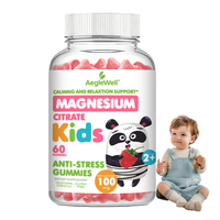 Gomitas de Citrato de Magnesio AegleWell OEM para Niños de 2+ Años, 100 mg, Favorece el Estado de Ánimo Tranquilo, la Relajación y un Sueño Reparador, Sabor Frambuesa