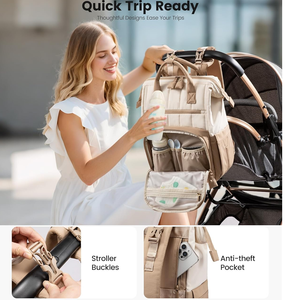 <span class=keywords><strong>Mochila</strong></span> Pañalera Ligera al por Mayor con Cambiador y Hebillas para Cochecito, Bolso Multiusos para <span class=keywords><strong>Bebé</strong></span> para Mamá y Papá - Product Image 6