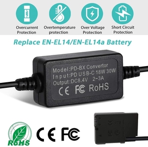 Convertisseur USB-C PD vers batterie factice EN-EL14 EP-5A avec coupleur CC pour <span class=keywords><strong>Nikon</strong></span> D3100 D3200 D3300 <span class=keywords><strong>D3400</strong></span> D3500 D5100 D5200 D5300 D5500 - Product Image 3