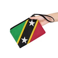 Dompet Mini Resleting Poliester Cetak Bendera Nasional Saint Kitts dan Nevis dengan Warna Campuran