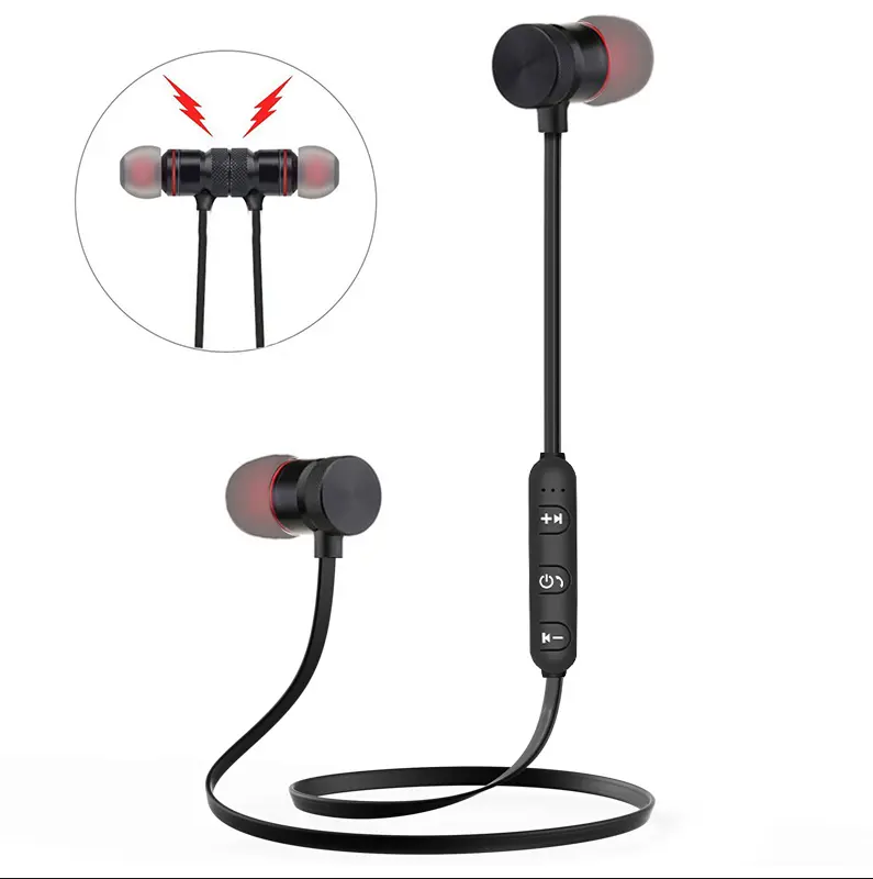 Olahraga Neckband Earphone Magnetik Nirkabel Stereo Earbud Musik Logam Headphone dengan Mic untuk Semua Ponsel