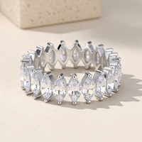 Bague Éternité Empilable en Argent Sterling 925 pour Femme, Ornée de Moissanite Taille Marquise Couleur D VVS1, Idéale au Quotidien