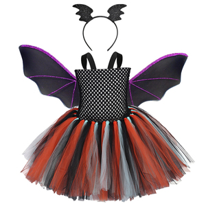 Ensemble de costume de chauve-souris d'Halloween pour enfants filles, robe tutu gothique avec bandeau ailes de chauve-souris, kit déguisement fantaisie pour la fête des trucs et des fripes - Product Image 2