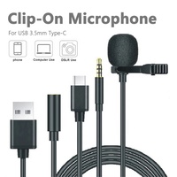 Micrófono Lavalier tipo C de 3,5mm, micrófono de grabación con Clip de solapa para cámara de teléfono Android, grabación en vivo