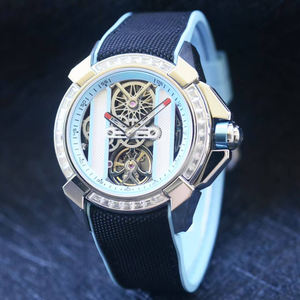 Montre-bracelet mécanique ronde en acier inoxydable avec tourbillon intégré, mouvement automatique, style professionnel, pour la vie quotidienne et le sport - Product Image 5