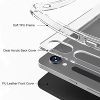 Étui rigide transparent noir Anryque avec support pliable, porte-crayon, antichoc, magnétique, fonction veille automatique pour Tab S10