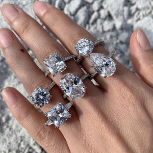 Anéis de Noivado de Moda OEM ShangJie Joias Femininas Anéis de Promessa Anel de Moissanite Corte Princesa - Product Image 1