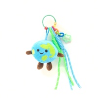 Porte-clés en peluche Terre mignon de dessin animé, poupée planète en peluche douce et durable, pendentif de sac, décoration, cadeau, faible MOQ, logo personnalisé