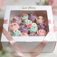 Boîte Cadeau Luxe Personnalisée avec Logo pour Gâteaux et Cupcakes, Emballage Individuel à 1, 2, 4, 6, 12, 24 Cavités, avec Poignée et Fenêtre Transparente