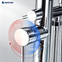 Robinet de baignoire sur pied en laiton, mitigeur chaud/froid double fonction avec douchette pour salle de bain moderne