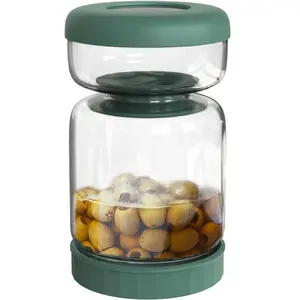 34oz Pickle and Olive Hourglass Jar Pickle Jar with Strainer Flip