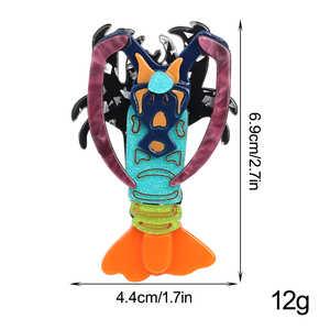 Broche Créative Géométrique en Acrylique, Motif Homard Coloré, Bijou Animal, Accessoire Vestimentaire, Cadeau Fête des Enfants - Product Image 5