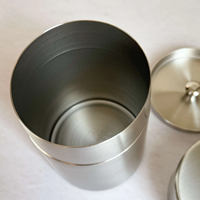 Boîte de rangement minimaliste en acier inoxydable pour poudre de matcha, ronde, avec couvercle intérieur