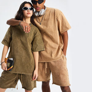 Chemises vintage pour hommes en coton 100% de marque de luxe, surdimensionnées, lourdes, vente en gros, 250 g/m², lavées à l'acide, t-shirt unisexe pour hommes et femmes - Product Image 3