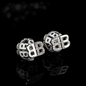 MUYU Double Letter Stud <b>Earrings</b> Gold Micro Insert 14k Gold <b>Post</b> Party Fashion Jewelry - Product Image 2