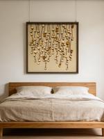 Décoration murale shadowbox encadrée faite main gros, art 3D fleurs bois corde jute pour intérieur maison
