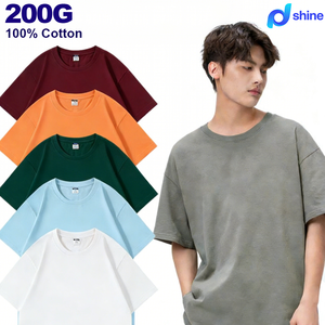<span class=keywords><strong>Camiseta</strong></span> de Hombre Personalizada de 200g, de Algodón Peinado, Color Sólido, Manga Corta, Cuello Redondo, Formal, Tejida con Logos Estampados - Product Image 2