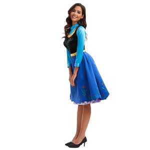 Costume de Princesse Anna de Frozen pour femme avec cape bleue, 60% tissu, taille S à 4XL, tenue de scène, ensemble de personnage Disney - Product Image 3