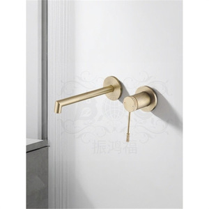 Robinet d'eau chaude et froide rétro italien créatif, en laiton massif, à <span class=keywords><strong>deux</strong></span> trous, artistique, doré, pour lavabo domestique - Product Image 3