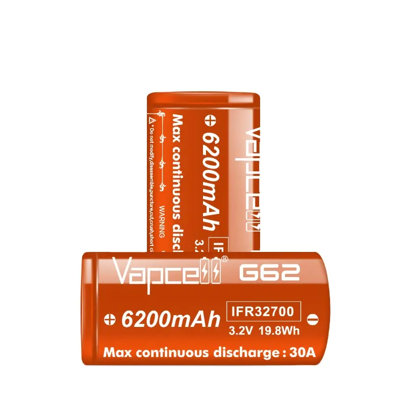 Vapcell G62 32700 6200mah 30A 3.2V IFR batterie 32700 lifepo4 batterie pour batterie