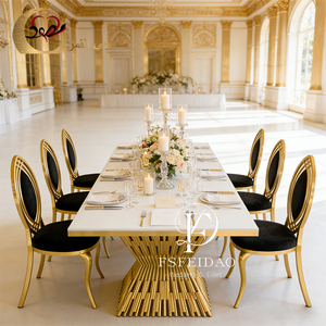 <b>Dining</b> Room Furniture Event <b>Dining</b> Wedding Hotel Stainless Steel Metal Base Rectangle <b>Dining</b> <b>Table</b> - Product Image 2