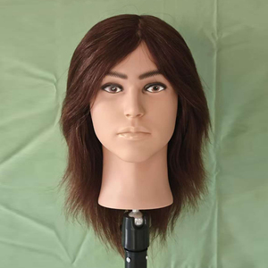 Testa di Manichino per Parrucchieri 100% Capelli Umani, Modello Maschile per Pratica di Styling, Intrecciatura e Taglio - Product Image 1