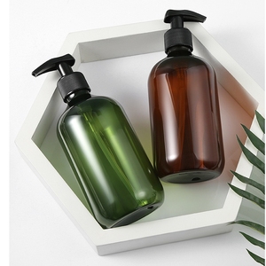 Vide vert foncé 300ml 500ml Boston rond cosmétique bouteille corps lavage shampooing bouteille en plastique pour emballage de cheveux - Product Image 4