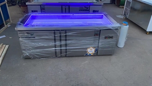 Table de préparation en acier inoxydable pour fruits de mer et pizzas, avec réfrigérateur et <span class=keywords><strong>congélateur</strong></span> sous comptoir, <span class=keywords><strong>congélateur</strong></span> profond et réfrigérateur - Product Image 5