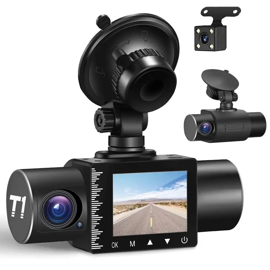 Iiwey Dashcam 전면 후면 및 내부 3 채널 1080P IR 나이트 비전 자동차 대시 보드 카메라 170 와이드 앵글 HDR 대시 캠