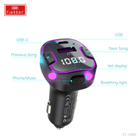 Transmisor MP3 Earldom con Bluetooth 5.0, Kit para Auto, Transmisor FM USB, Cargador Bluetooth APE para Teléfono, Encendedor de Cigarrillos