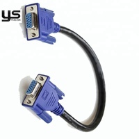 Kabel Ekstensi VGA Female ke Female 15 Pin DB15 Konektor Biru dengan Sekrup Kabel Berpelindung Ganda untuk Monitor dan Proyektor
