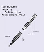 Stylo Enregistreur MP3 Haute Qualité Portable à Activation Vocale avec Caméra Cachée et Détection Sonore + Alarme LED