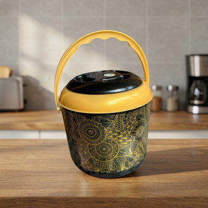 Carafe à eau Anax noire et jaune en PP de 5 litres avec poignée, certifiée CE, motif gaufré, accessoire de vaisselle pour la maison et les fêtes - Product Image 2