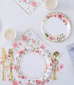 Juego de Vajilla Desechable para Fiestas con Diseño Floral, Vasos, Servilletas, Decoraciones Boho, Platos de Papel para Cumpleaños y Bodas - Product Image 6