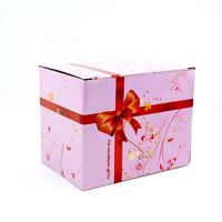 Boîte cadeau de luxe personnalisée rose avec nœud imprimé, insert en mousse, pour vaisselle et articles de table, cadeaux Saint-Valentin, anniversaire, Noël