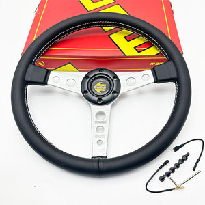 Vente directe usine Nouveau <span class=keywords><strong>volant</strong></span> de course universel en cuir de 14 pouces, pièce automobile premium, accessoire de voiture pour <span class=keywords><strong>MOMO</strong></span> - Product Image 2