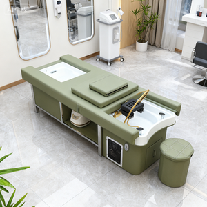 Lit de massage intégré pour salon de coiffure avec fonction de thérapie capillaire, couvercle vapeur, machine à vapeur 2L et bain de pieds pour club de santé et barbier - Product Image 4