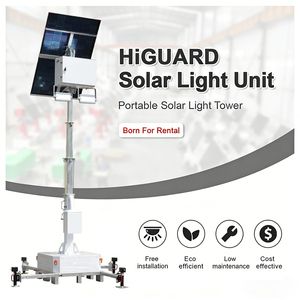 Tour d'<span class=keywords><strong>éclairage</strong></span> solaire portable <span class=keywords><strong>autonome</strong></span> HiGUARD avec batterie au lithium <span class=keywords><strong>de</strong></span> 2560 Wh et 2*100 W <span class=keywords><strong>de</strong></span> lampes LED pour <span class=keywords><strong>chantier</strong></span> - Product Image 1