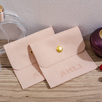 Petite pochette recyclable à cordon en microfibre imprimée avec logo personnalisé boîte à bijoux pochette d'emballage cadeau sac pour boucles d'oreilles
