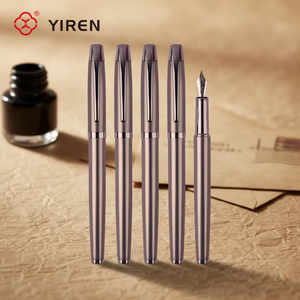<span class=keywords><strong>Penna</strong></span> <span class=keywords><strong>Stilografica</strong></span> di Lusso Personalizzabile YIREN in Metallo Antracite, Punta da 0,38mm, Finitura Lucida Brillante, Pennino Robusto per Uso Professionale - Product Image 1