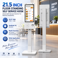 Kios POS 21,5 Inci, Layar Sentuh Android 14, Terminal Layanan Mandiri, Dilengkapi Pemindai QR dan Printer Thermal 80mm untuk Retail