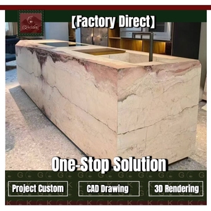 GOLDKING Tanier Pink Natural Edge Kitchen Island Slab Project Custom Factory Direct One Stop Solution Luxury Residential - Product Image 1