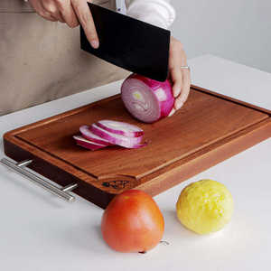 Plateau à fruits carré en bois de noyer pour la cuisine à domicile Rangement facile à nettoyer et blocs à découper élégants - Product Image 1