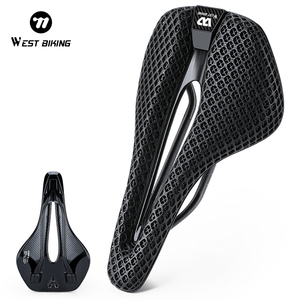 WEST BIKING Coussin <span class=keywords><strong>de</strong></span> siège <span class=keywords><strong>de</strong></span> vélo en fibre <span class=keywords><strong>de</strong></span> carbone imprimé en 3D pour <span class=keywords><strong>femme</strong></span> <span class=keywords><strong>Selle</strong></span> <span class=keywords><strong>de</strong></span> vélo légère et respirante <span class=keywords><strong>Selle</strong></span> <span class=keywords><strong>de</strong></span> vélo imprimée en 3D - Product Image 1
