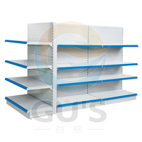 Système de supports de gondole en métal à usage intensif pour le stockage Présentoir de supports d'étiquettes de conception d'aménagement intérieur de supermarché personnalisé