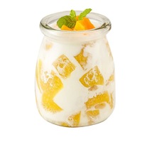Jolie petite bouteille en verre transparent de 100 ml, adaptée aux bébés, avec couvercle hermétique pour le stockage des aliments, des desserts, du yaourt, de la gelée, du lait