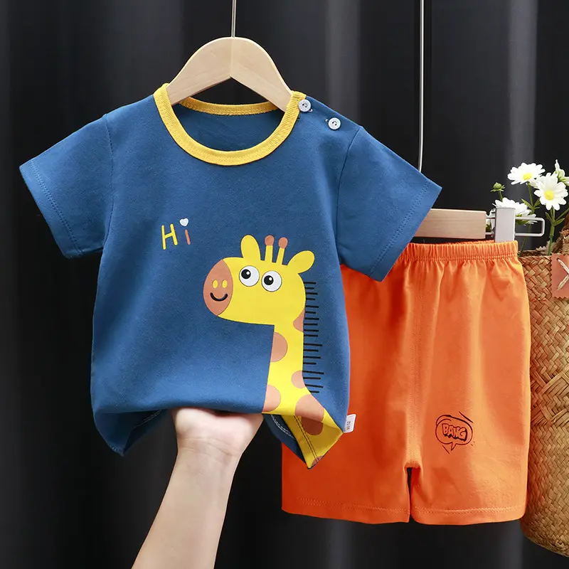 2024 Großhandel Sommer Kinderbekleidung-Set Baumwolle Kinder Freizeitanzug Baby Jungen und Mädchen Sportbekleidung Kleidung